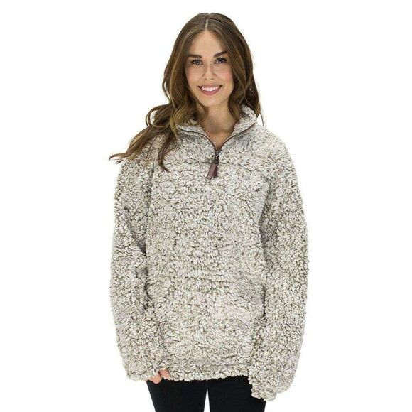 True Grit Brown Original Frosty Tipped Pile 1/2 Zip Pullover, S/M - Picture 1 of 7